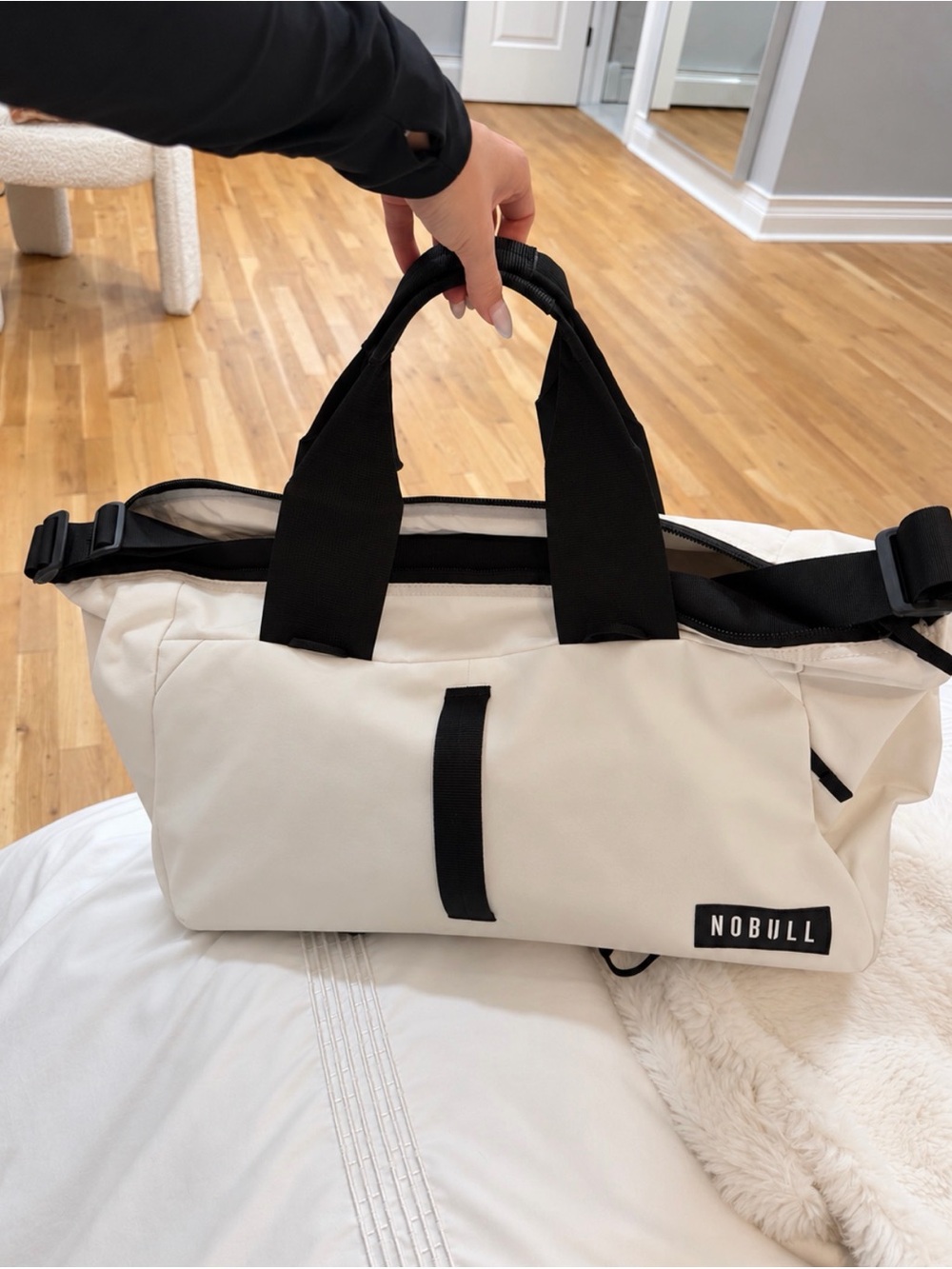 NOBULL Cream and Black Weekend Duffel
